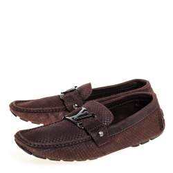 Pre Owned Louis Vuitton Brown Suede Monte Carlo Loafer Size 42