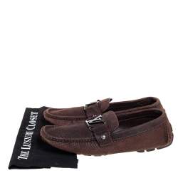Pre Owned Louis Vuitton Brown Suede Monte Carlo Loafer Size 42