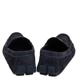 Pre Owned حذاء لوفرز لوي فيتون سليب أون بينيسويدي أزرق كحلي دامييه منقوش مقاس 43