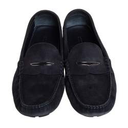 Pre Owned حذاء لوفرز لوي فيتون سليب أون بينيسويدي أزرق كحلي دامييه منقوش مقاس 43