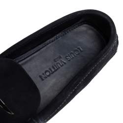 Pre Owned حذاء لوفرز لوي فيتون سليب أون بينيسويدي أزرق كحلي دامييه منقوش مقاس 43