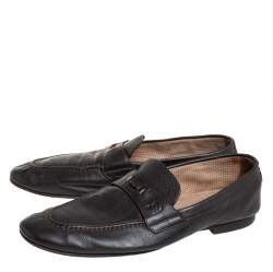 Louis Vuitton Brown Leather Slip On Loafers Size 42