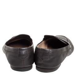 Louis Vuitton Brown Leather Slip On Loafers Size 42