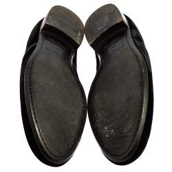 Louis Vuitton Black Velvet Logo Embroidered Slip On Loafers Size 42.5