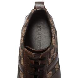 Pre Owned حذاء رياضي لوي فيتون قماش دامييه إيبين ثنائي اللون وجلد عنق منخفض مقاس 45