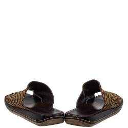 Pre Owned Louis Vuitton Brown/Beige Damier Pony Hair Slide Sandals Size 45