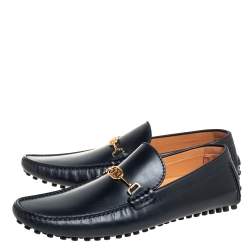 Louis Vuitton Black Leather LV Club Slip On Loafers Size 41