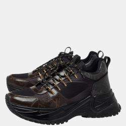 Louis Vuitton Black/Brown Monogram Canvas And Mesh Run Away Pulse Sneakers Size 38.5