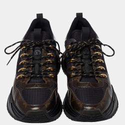 Louis Vuitton Black/Brown Monogram Canvas And Mesh Run Away Pulse Sneakers Size 38.5