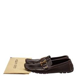 Pre Owned Louis Vuitton Brown Leather Monte Carlo Slip On Loafers Size 42.5