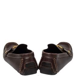 Pre Owned Louis Vuitton Brown Leather Monte Carlo Slip On Loafers Size 42.5