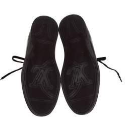 Pre Owned حذاء رياضي لوي فيتون كانفاس مونوغرامي وجلد بني وأسود رباط علوي مرتفع من أعلى مقاس 42.5