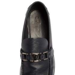Pre Owned Louis Vuitton Navy Blue Epi Leather Major Slip On Loafers Size 44