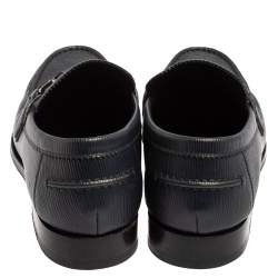 Pre Owned Louis Vuitton Navy Blue Epi Leather Major Slip On Loafers Size 44
