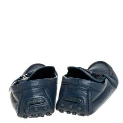 Pre Owned Louis Vuitton Blue Leather Hockenheim Slip On Loafers Size 44.5