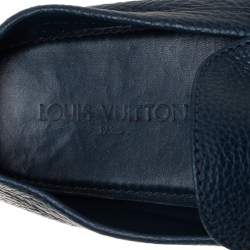 Pre Owned Louis Vuitton Blue Leather Hockenheim Slip On Loafers Size 44.5