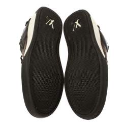 Pre Owned Louis Vuitton Brown Leather And Damier Ebene Canvas Lace Up Sneakers Size 42.5