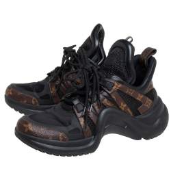 Louis Vuitton Black/Brown Mesh And Monogram Canvas Archlight Low Top Sneakers Size 42