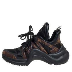 Louis Vuitton Black/Brown Mesh And Monogram Canvas Archlight Low Top Sneakers Size 42