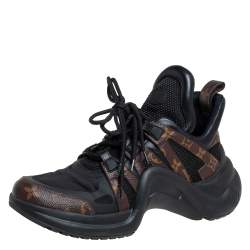 Louis Vuitton Black/Brown Mesh And Monogram Canvas Archlight Low Top Sneakers Size 42