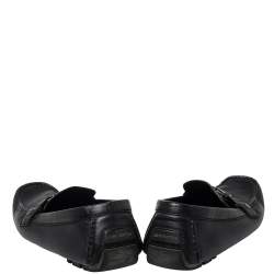 Pre Owned Louis Vuitton Black Leather Monte Carlo Slip On Loafers Size 44