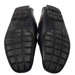 Pre Owned Louis Vuitton Black Leather Monte Carlo Slip On Loafers Size 44