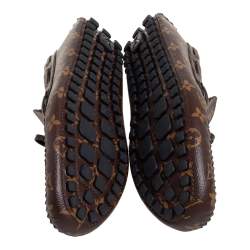 Pre Owned Louis Vuitton Brown/Beige Monogram Canvas Arizona Slip On Loafers Size 43.5