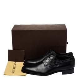 Pre Owned حذاء ديربي لوي فيتون هوسمان جلد أسود مقاس 44