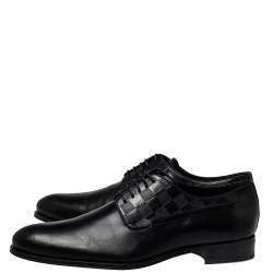 Pre Owned حذاء ديربي لوي فيتون هوسمان جلد أسود مقاس 44