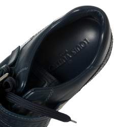 مملوكة مسبقًا Louis Vuitton Blue Leather Cap Toe Buckle Strap Lace Up Sneakers Size 42