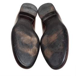 Pre Owned حذاء لوفرز لوي فيتون سليب أون بيني جلد بني مقاس 43.5