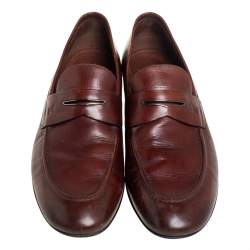 Pre Owned حذاء لوفرز لوي فيتون سليب أون بيني جلد بني مقاس 43.5