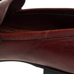 Pre Owned حذاء لوفرز لوي فيتون سليب أون بيني جلد بني مقاس 43.5