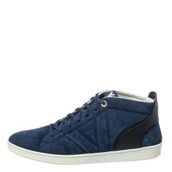 مملوكة مسبقًا Louis Vuitton Blue/Black Suede And Leather Fuselage High Top Sneakers Size 44