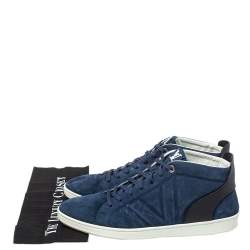 مملوكة مسبقًا Louis Vuitton Blue/Black Suede And Leather Fuselage High Top Sneakers Size 44