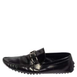 Louis Vuitton Black Leather Hockenheim Slip On Loafers Size 43.5