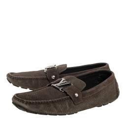 Louis Vuitton Olive Green Suede Monte Carlo Slip On Loafers Size 45