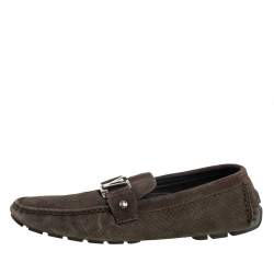 Louis Vuitton Olive Green Suede Monte Carlo Slip On Loafers Size 45