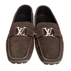 Louis Vuitton Olive Green Suede Monte Carlo Slip On Loafers Size 45