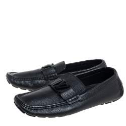 Pre Owned حذاء لوفرز لوي فيتون سليب أون مونت كارلو جلد أسود مقاس 42.5