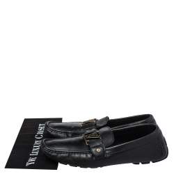 مملوكة مسبقًا حذاء لوفرز لوي فيتون مونت كارلو جلد أسود مقاس 42.5