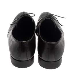  Louis Vuitton Black Damier Leather Lace Up Oxfords Size 43