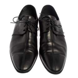  Louis Vuitton Black Damier Leather Lace Up Oxfords Size 43