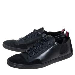 Louis Vuitton Black Leather Low Top Sneakers Size 45.5