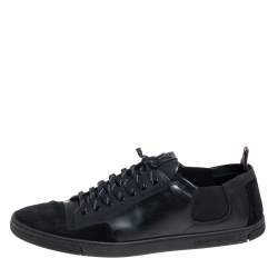 Louis Vuitton Black Leather Low Top Sneakers Size 45.5