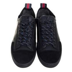 Louis Vuitton Black Leather Low Top Sneakers Size 45.5