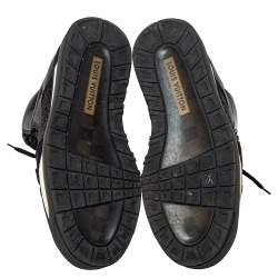 مملوكة مسبقًا حذاء رياضي لوي فيتون مرتفع من أعلى جلد وقماش تريكو أسود مقاس 41.5