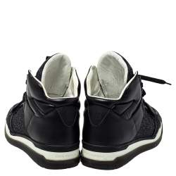 مملوكة مسبقًا حذاء رياضي لوي فيتون مرتفع من أعلى جلد وقماش تريكو أسود مقاس 41.5