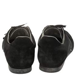 Pre Owned Louis Vuitton Black Mesh and Suede Logo Velcro Strap Sneakers Size 44.5