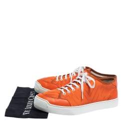 Pre Owned Louis Vuitton Orange Fabric and Leather Sneakers Size 42